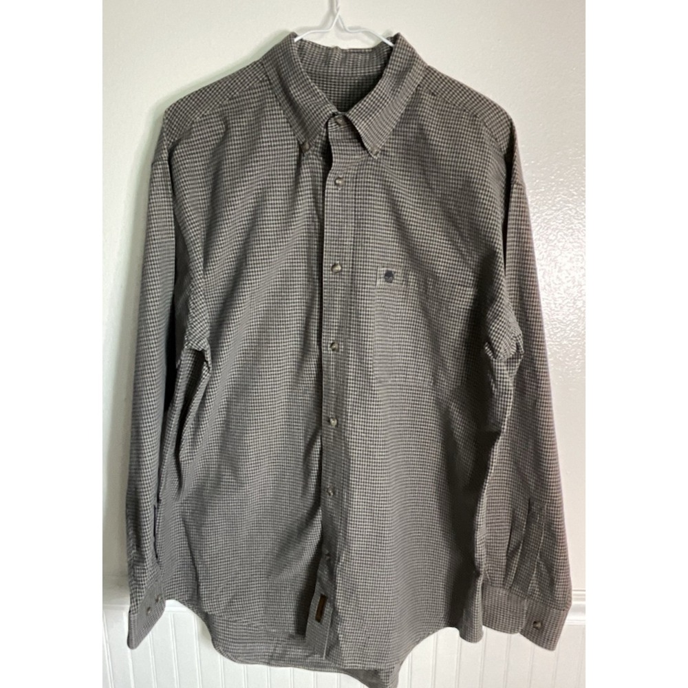 Timberland Long Sleeve Button Shirt Gray Blue Check Men‎ Size M